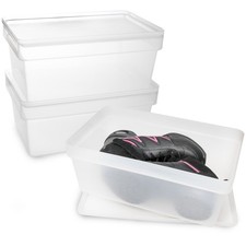 3x Aufbewahrungsbox klar mit Deckel 9 Liter stapelbar Schuhbox Ordnungsbox Regal