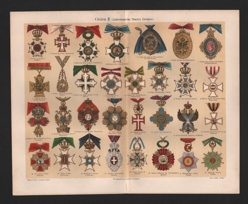 Chromo lithografie 1909 orden - 1909:,
