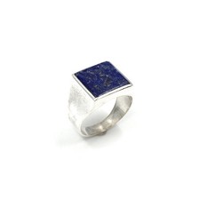925 Silber Ring klassischer Siegelring Lapislazuli quadrat Herren Schmuck RW 58