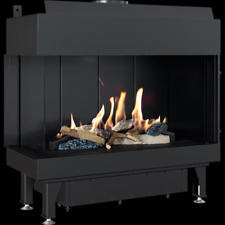 Gas-Kamineinsatz Kratki Leo 70 links Eckkamin zweiseitige Verglas