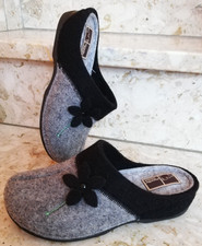 Neu Manitu home Hausschuhe Slipin Gr. 37 anatomic Comfort Filz schwarz grau Flow