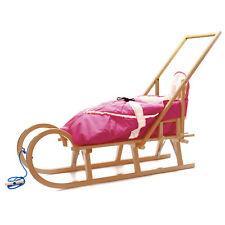 HolzFee Babyschlitten Baran Baby Rosa Schlitten Holz Hörnerschlitten 120 cm