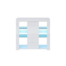 SONNI Kommode Sideboard mit LED-Leuchten Anrichte Wohnzimmer Weiß Hochglanz 90cm
