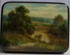 Lackmalerei! Lackdose! Sommer-Landschaft mit Perlmutt-Einlage KUNST MACHT FREUDE