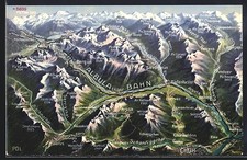 Ansichtskarte Albulabahn, Streckenverlauf durch die Berge 