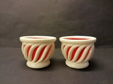 2 Eierbecher Kunststoff weiß/rot Emsa Vintage 70er Jahre