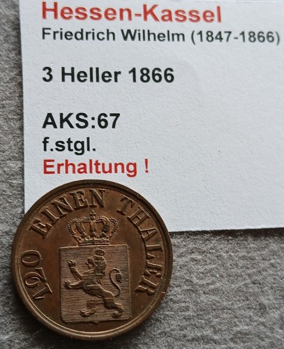 Hessen kassel heller - hessen-kassel, 1866