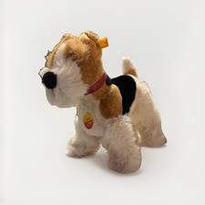Steiff „Treff“ Foxterrier 4140/30, 30 cm mit Knopf, Fahne & Brustschild (80/90er