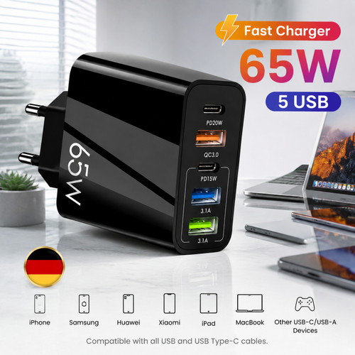 Wandladegerät 65w usb - wandladegerät,
