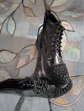 Damen Schuhe Boots Lack Nieten
