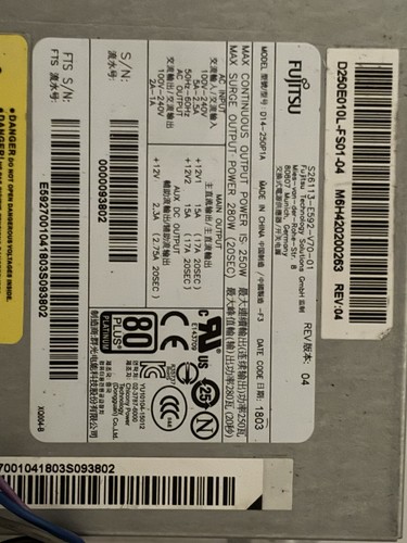 Fujitsu netzteil 250w 280w - 250w,