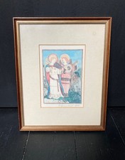 GIANNI BENVENUTI - Kunstdruck signiert mit Bleistift 1980 gerahmt Das Lied von Weihnachten