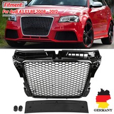 Waben Sport Kühlergrill Gitter Schwarz Glanz ohne Emblem Für Audi A3 S3 8P 08-12