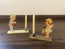 Holzkunst 2 alte  Flachfiguren Engel Weihnachten Kerzenständer - Erzgebirge?