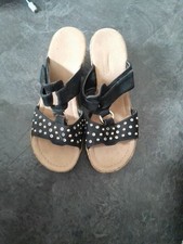 Rieker Sandalen/Clogs Gr.38 Schwarz mit Nieten Klettverschluss