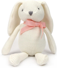 FLUFFYFUN 100% Bio-Baumwolle Kuscheltier Baby Hase Weiß 18Cm, Stofftier Für Neug