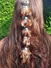 Boho Hippie Feder Haarschmuck - Indianerschmuck - 1 Strang, Länge 30cm