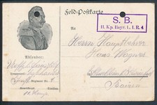 Feldpost Feld-Postkarte SB II. Komp. Bar. I.I.R.4 Wilhelm II. 1914