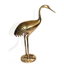 Messing Skulptur Vogel Reiher Kranich 28 cm Figur 60er 70er Jahre Vintage