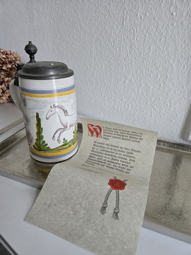Bierkrug mit zinndeckel - bierkrug,