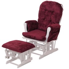 B-Ware Relaxsessel MCW-C76, mit Hocker Chenille 465g/m², bordeaux, Gestell weiß
