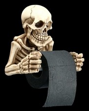 Toilettenpapierhalter - Skelett Deko Figur Klorollen Halter Totenkopf Schädel WC