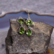 Peridot Ohrring, 925er Silber, Edelstein Ohrringe (3523), Edelsteinschmuck
