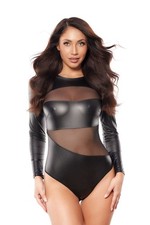 Wetlook body schwarz - wetlook-body, in