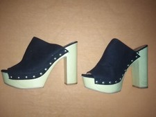 1x H&M Sexy Nude Pumps High Heels Clogs Holz Gr. 39