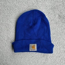 CARHARTT Herren Mütze Beanie Wintermütze Strickmütze Outdoor Logo A22100 Blau