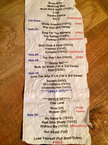 Eminem original setlist - original,