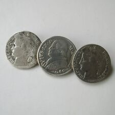 ANTIKE BROSCHE MIT 3 STÜCK MASSIV SILBER 1868 PIUS IX VATIKAN 10 SOLDATEN SELTEN