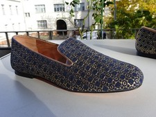 DOROTHEE SCHUMACHER Dam Schuhe Ballerinas Wildleder Blau Gold Italy Gr.38 TOP