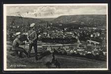 Ansichtskarte Jena, Teilansicht mit Studenten 1933 
