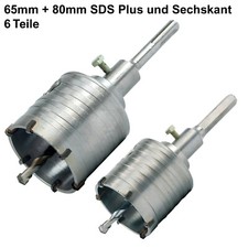 Bohrkrone Dosenbohrer Dosensenker SET 65mm + 80mm SDS-Plus und Sechskant