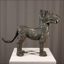 68019) Bronze Leopard Kamerun Afrika AFRIKANISCHE KUNST