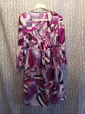 Benetton Kleid Kleidchen Retro Look Gr. XL Lila-mix Tiefer Sexy Ausschnitt