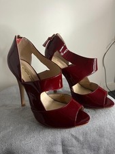 Buffalo High Heels Echtleder Rot Sexy Peeptoe Sandaletten Lackoptik Gr.38/39
