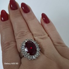 Ring Silber 925 vergoldet mit grossen Rubin, Gr.18,1