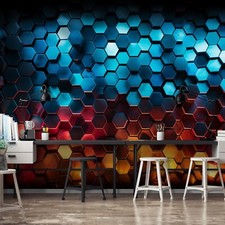 Fototapete Kinderzimmer Junge Gaming Hexagon Kinder VLIES TAPETE XXL + KLEISTER