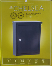 Chelsea, abschließbarer Briefkasten mit Wandhalterung, schwarz