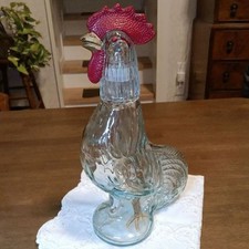 Antike Glas Huhn Figur