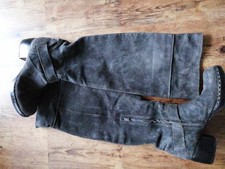 Damen, Stiefel, Gr 41 schwarz/grau, Boho, Wildleder, Overknee, made in Italy