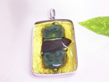 835 SILBER: ANHÄNGER / SILBERANHÄNGER : FUSING GLAS KUNST: 1980/90er JAHRE