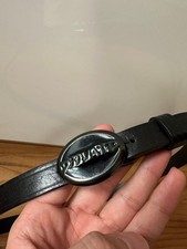 100%ORIG VINTAGE DSQUARED GÜRTEL ECHT LEDER GR.M MINI SLIM LOGO BELT SCHWARZ