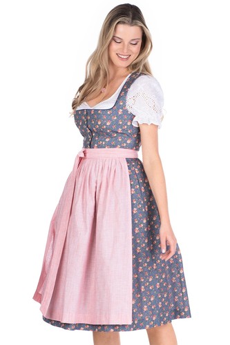 Mididirndl blau 70cm - , baumwolle