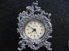 Tischuhr Silber 800 Deluxe Wecker Mechanisch Handaufzug reich verziert