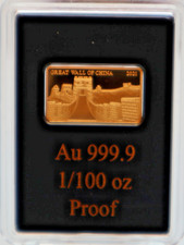 FIDSCHI FIJI: 5 Dollars 2021: CHINESISCHE MAUER, BARRENMÜNZE 9999 GOLD, PP, C30