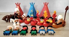 Lego Duplo Indianerdorf 32 Indianer Tipi Pferde Boote Cowboy Teile Konvolut