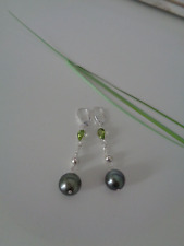 Perlenohrringe Silber Peridot Tahiti Perlen Tahiti Perlen Ohrringe